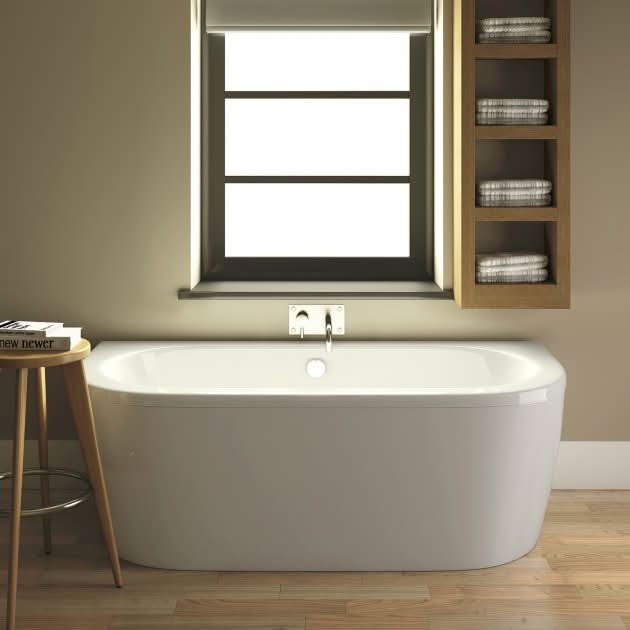 Tivoli Curved Back To Wall Bath With Legs And Panel - 1700mm x 750mm - White