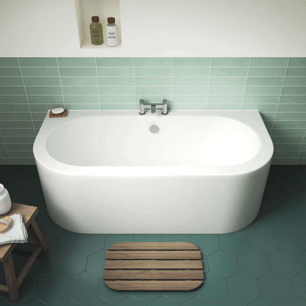 Tivoli Curved Back To Wall Bath With Legs And Panel - 1700mm x 750mm - White