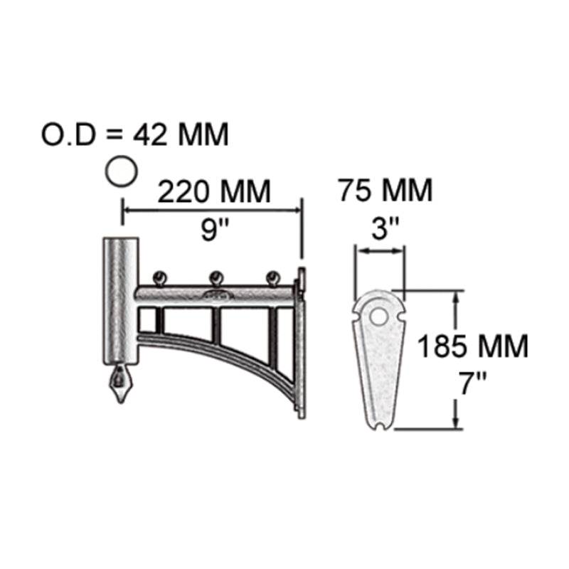 Courtyard wall bracket - 42mm O.D. (BT402)
