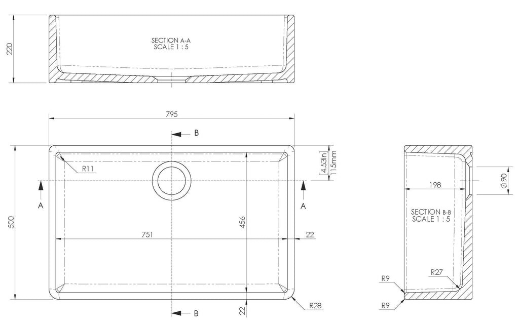 Inspire Single Bowl Butler Sink With Offset Waste