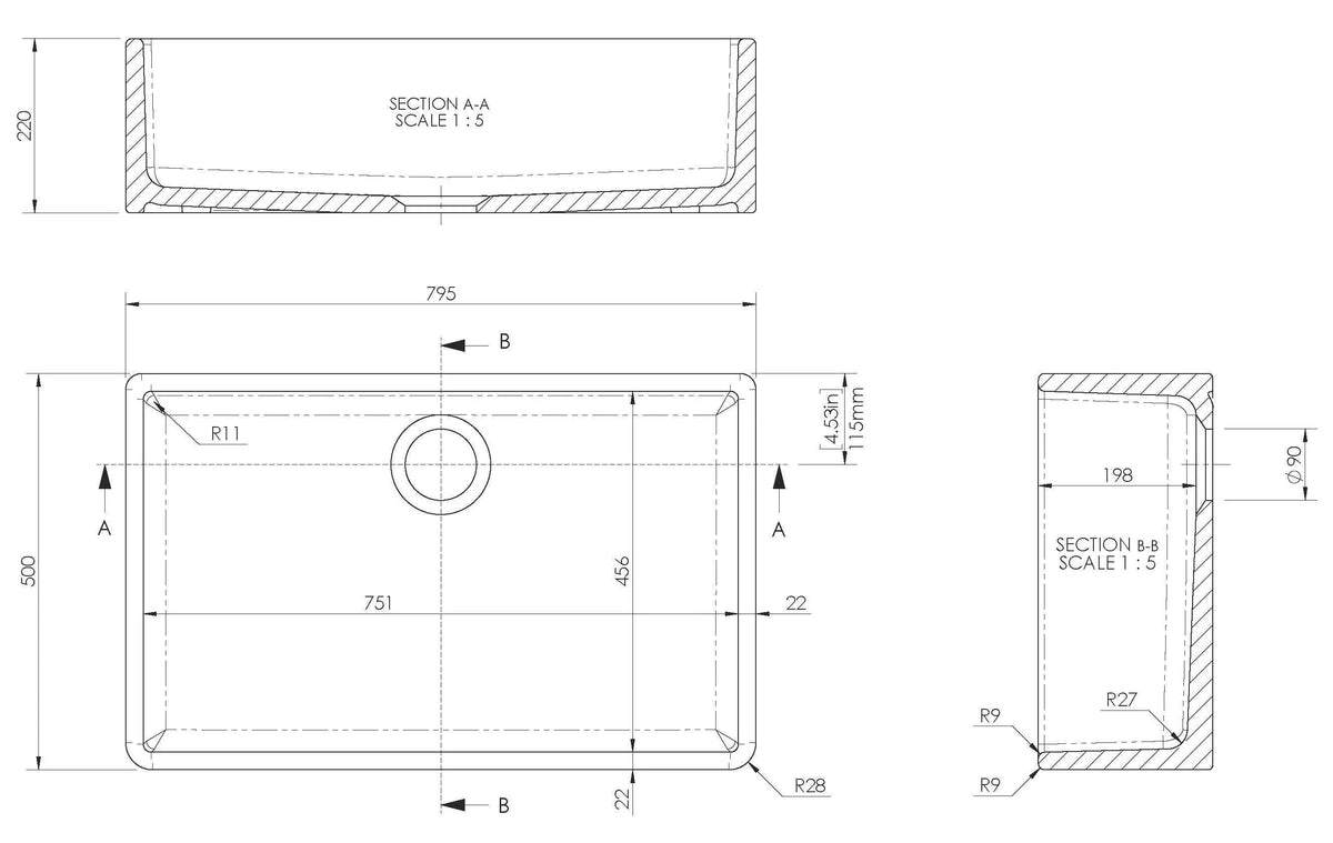 Inspire Single Bowl Butler Sink With Offset Waste