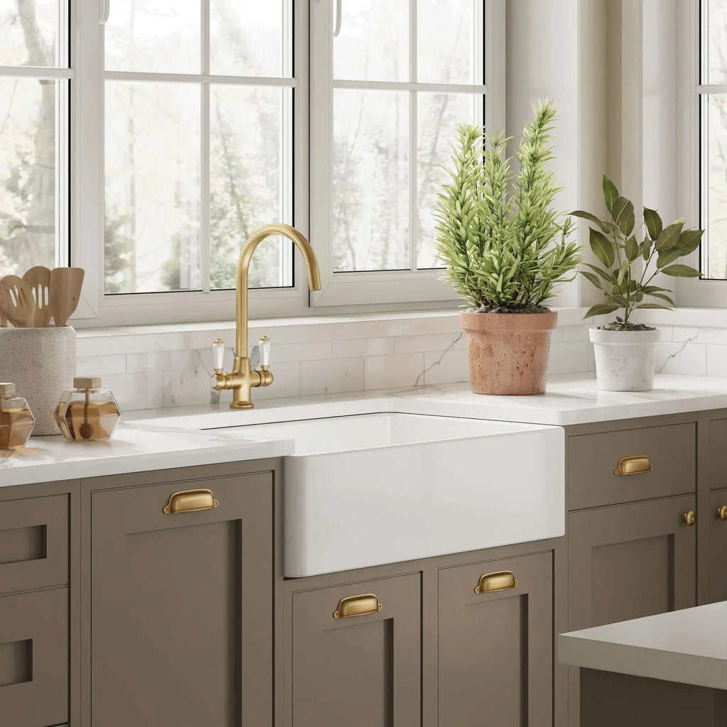 Inspire Single Bowl Butler Sink With Offset Waste