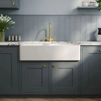 Inspire 895mm Double Bowl Butler Sink With Stepped Weir - White
