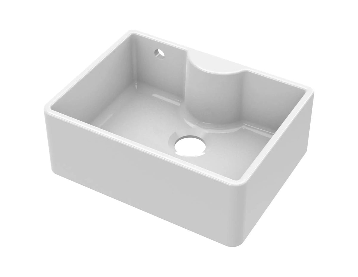 Inspire Single Bowl Butler Sink With Tap Ledge And Overflow - White