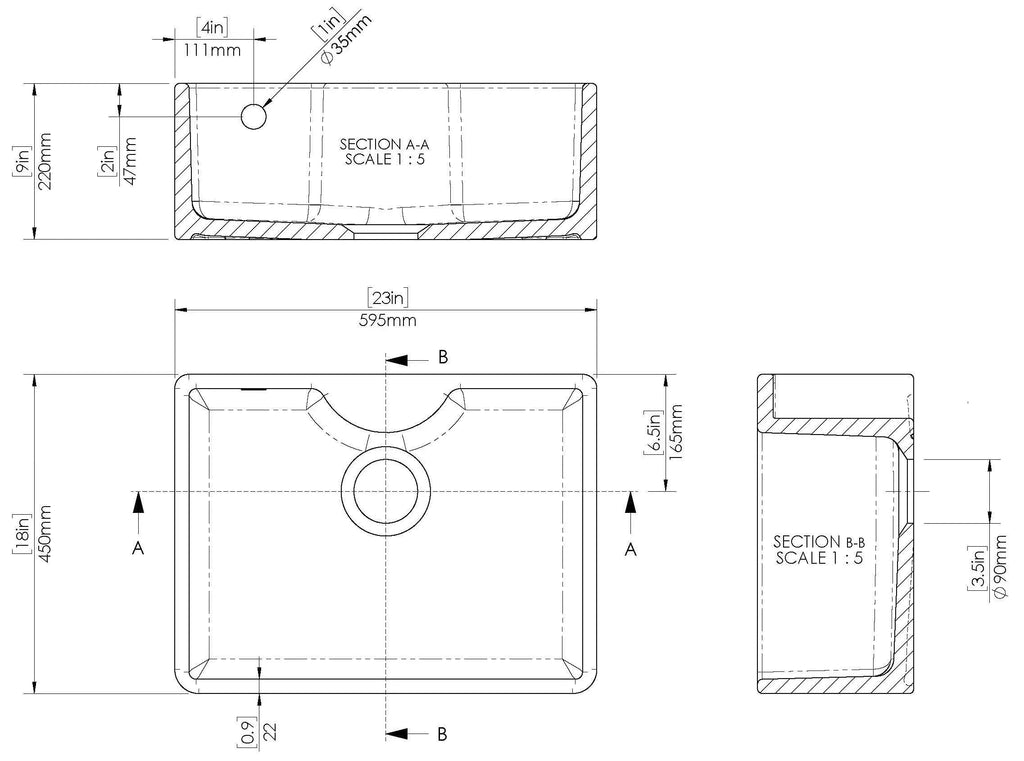 Inspire Single Bowl Butler Sink With Tap Ledge And Overflow - White