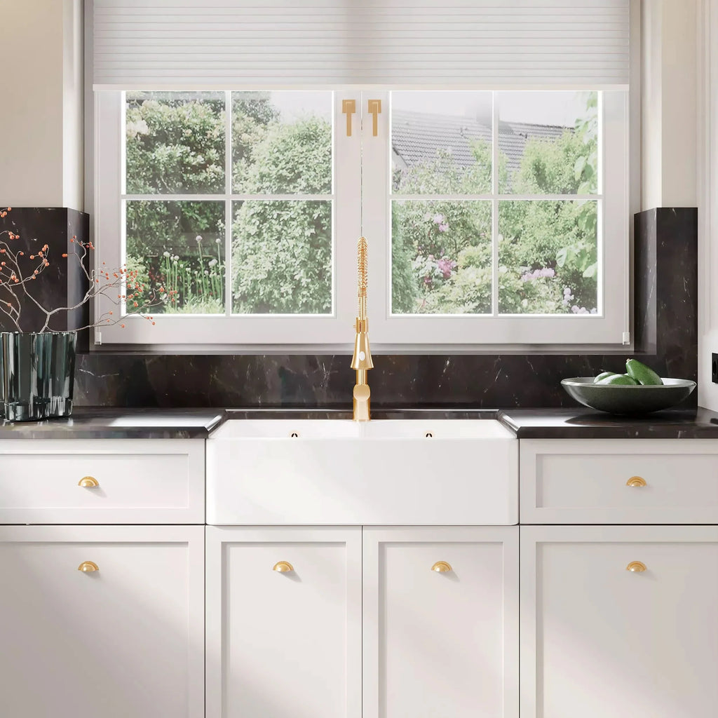 Inspire 795mm Double Bowl Butler Sink With Full Weir And Overflow - White