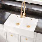 Inspire 795mm Double Bowl Butler Sink With Full Weir And Overflow - White
