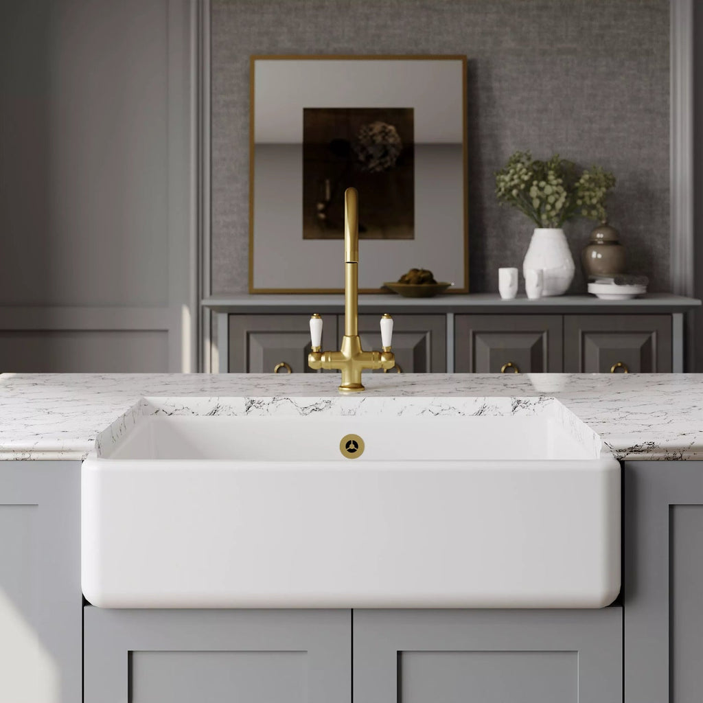 Inspire Single Bowl Traditional Thick Walled Butler Sink - White