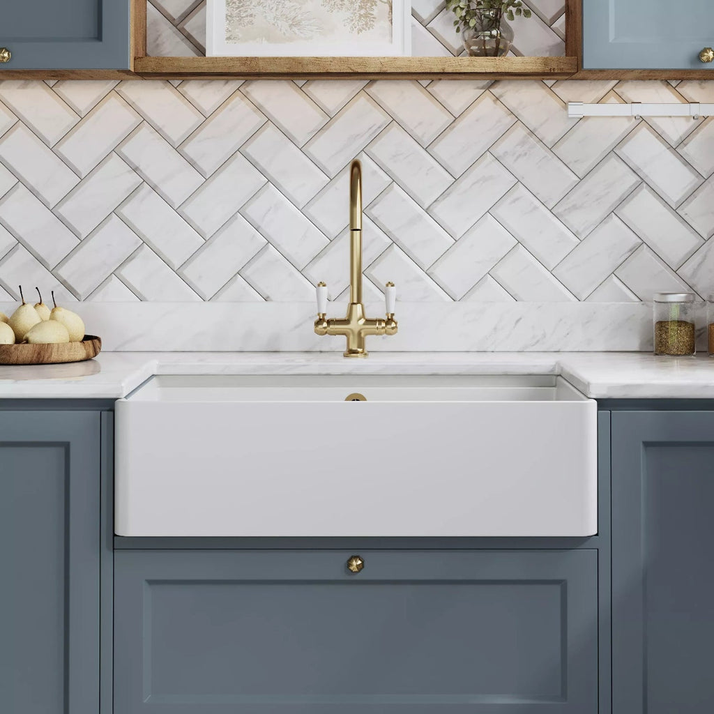 Inspire Butler Sink With Ledge - White