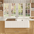 Inspire Butler Sink With Ledge, Wire Grid And Chopping Board - White