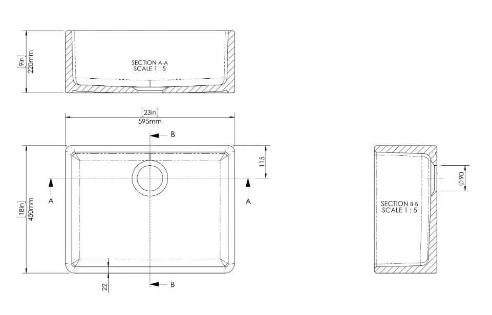 Inspire Single Bowl Butler Sink With Offset Waste
