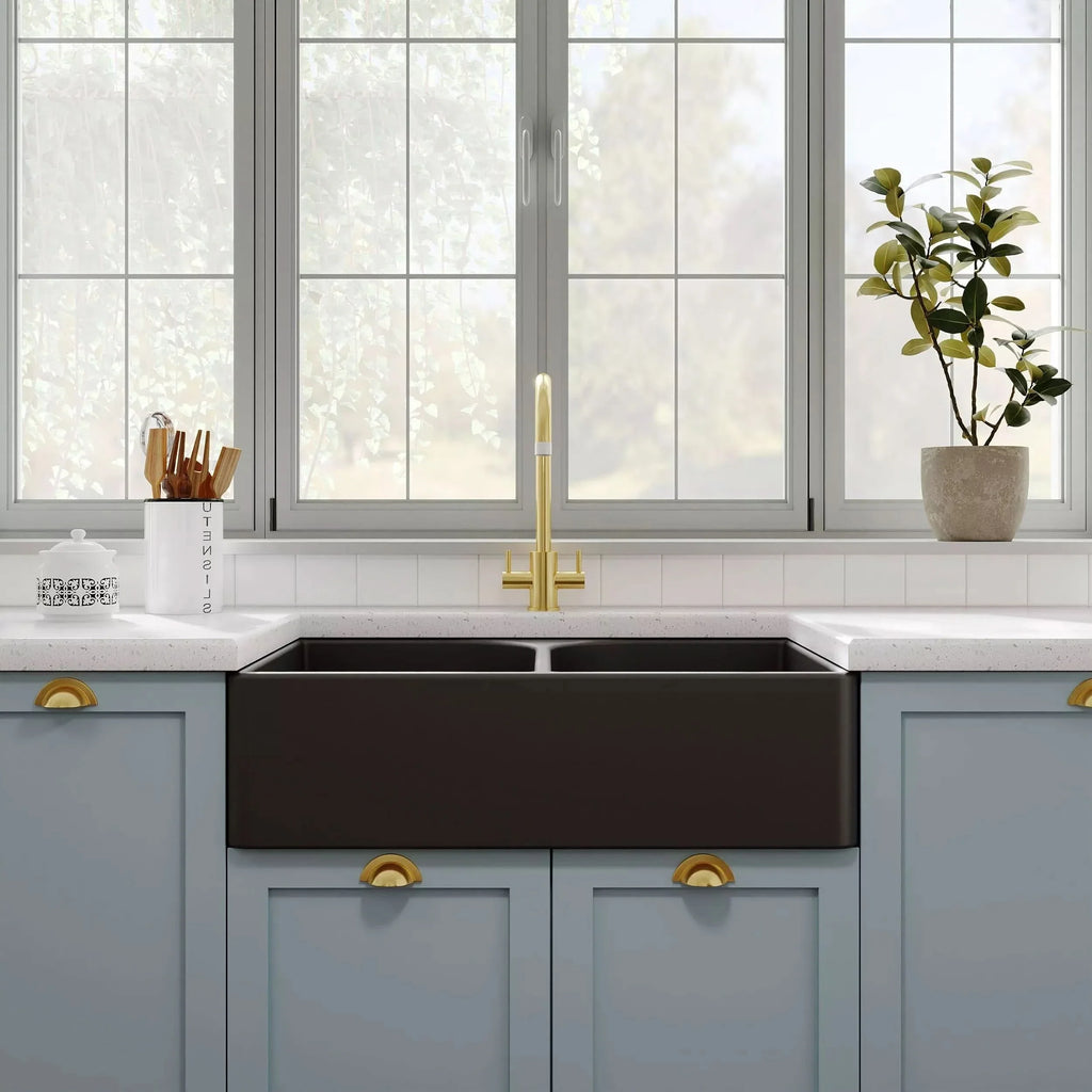 Inspire 795mm Double Bowl Butler Sink With Offset Waste And Full Weir