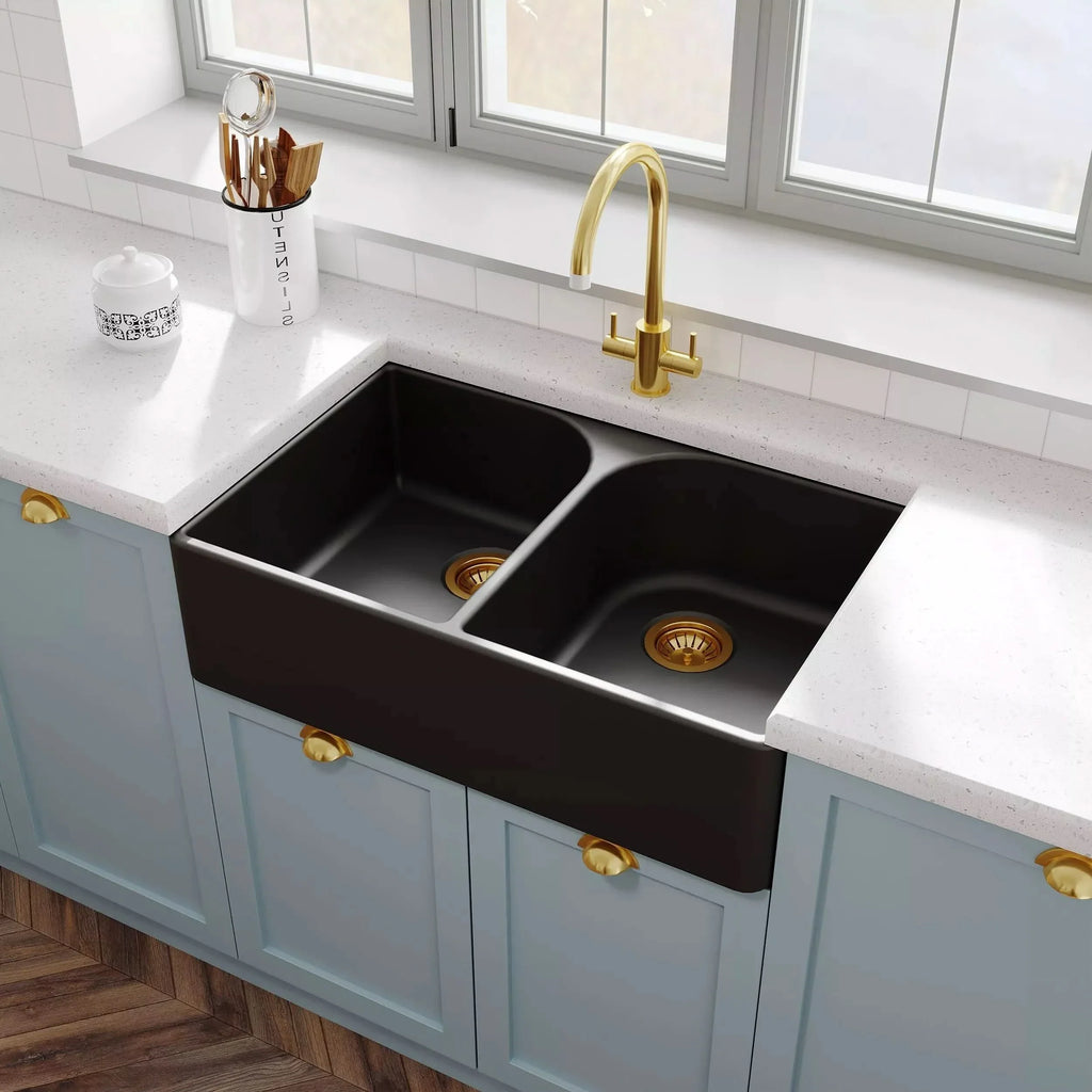 Inspire 795mm Double Bowl Butler Sink With Offset Waste And Full Weir