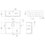 Inspire Single Bowl Fluted Butler Sink With Offset Waste And Overflow - White