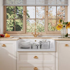 Inspire Single Bowl Fluted Butler Sink With Offset Waste And Overflow - White