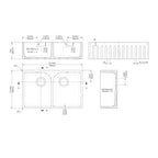 Inspire Double Bowl Fluted Butler Sink With Full Weir, Central Waste And Overflow - White