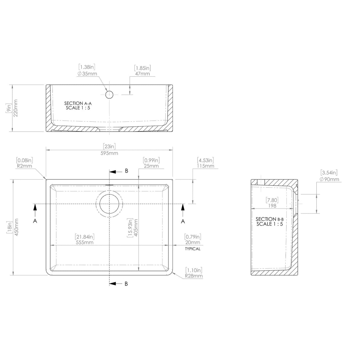 Inspire Single Bowl Butler Sink - White
