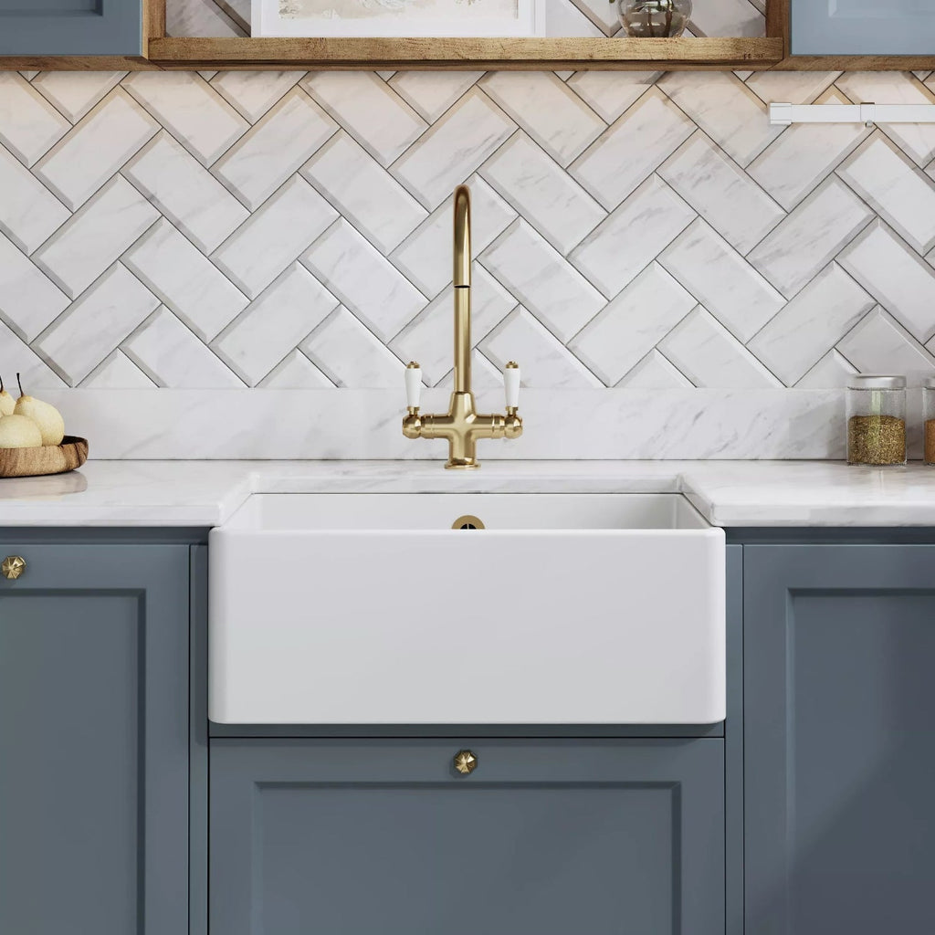 Inspire Single Bowl Butler Sink - White