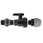 ¾” BSP Water Butt Fitting with Full Flow PP Valve and 20mm MDPE Fitting