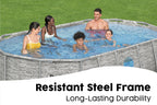 14ft x 39.5in Stone Print Oval Steel Pro MAX Above Ground Pool Set