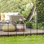 8 Panels Rustproof Metal Decorative Garden Fence, Landscape Flower Bed Border, Black