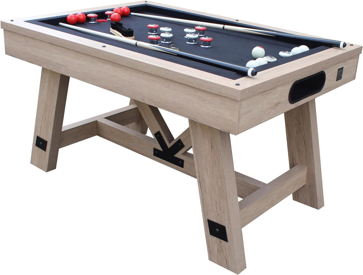 Baddah Bing Bumper Pool Table 54" Perfect for All Ages - Espresso - Includes 2 Cues, 10 balls and more
