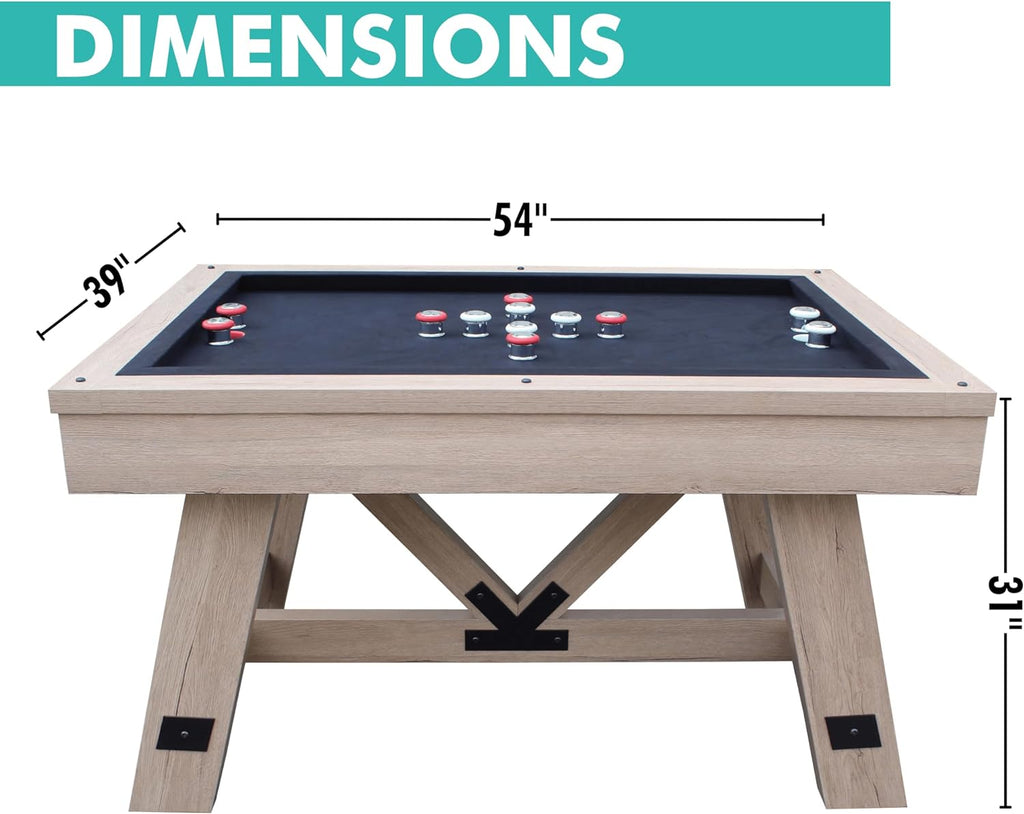 Baddah Bing Bumper Pool Table 54" Perfect for All Ages - Espresso - Includes 2 Cues, 10 balls and more