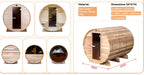 Outdoor Barrel Sauna — Red Cedar / Thermo Pine Wood | 2-8 Person