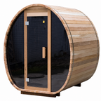 Compact Barrel Sauna with LED Lighting — Red Cedar / Thermo Wood / Pine | 2-3 Person