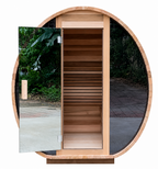 Compact Barrel Sauna with LED Lighting — Red Cedar / Thermo Wood / Pine | 2-3 Person