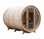 Large Outdoor Barrel Sauna with Arched Glass Door — Thermo Pine Wood | 2-6 Person