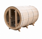 Large Outdoor Barrel Sauna with Arched Glass Door — Thermo Pine Wood | 2-6 Person