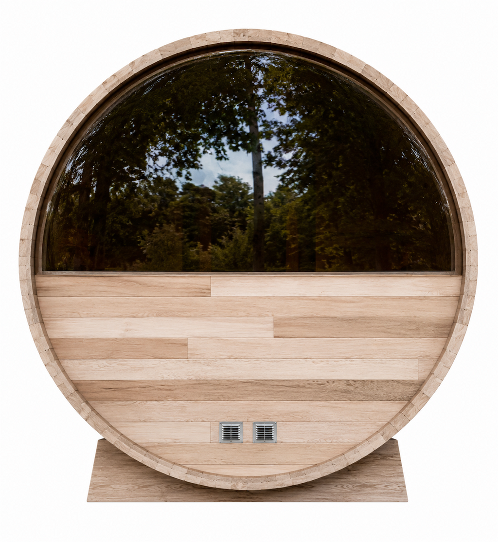 Outdoor Barrel Sauna — Red Cedar / Thermo Pine Wood | 2-8 Person