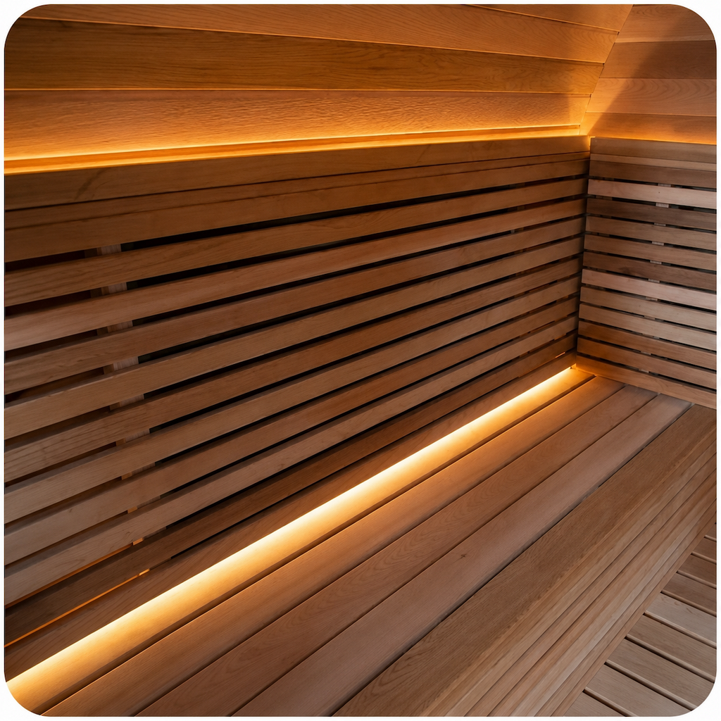 Compact Barrel Sauna with LED Lighting — Red Cedar / Thermo Wood / Pine | 2-3 Person