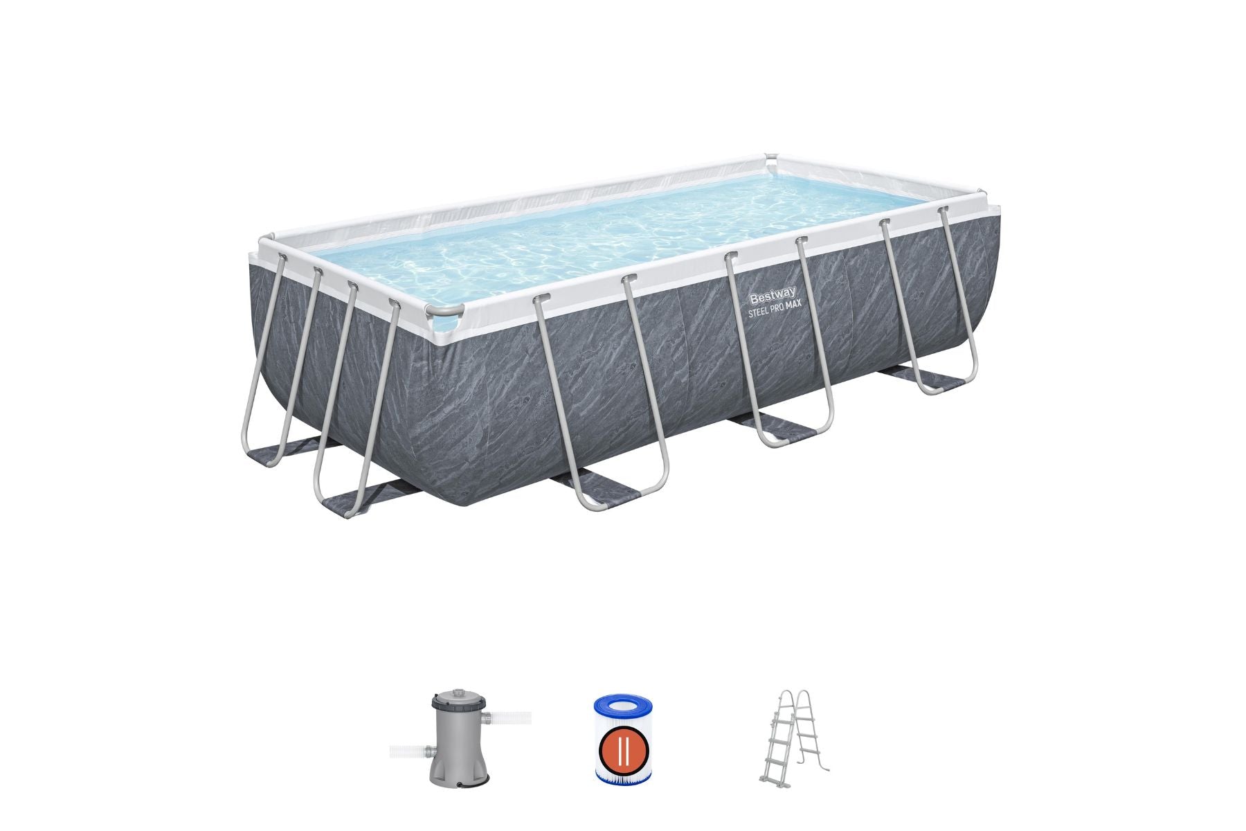 13.3ft x 6.7ft x 39.5in Rectangular Steel Pro MAX Above Ground Pool Set