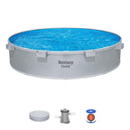 10ft x 24in Grey Round TANX Above Ground Stock Tank Pool Set