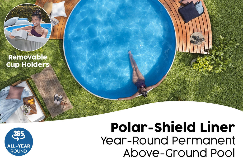 10ft x 24in Grey Round TANX Above Ground Stock Tank Pool Set
