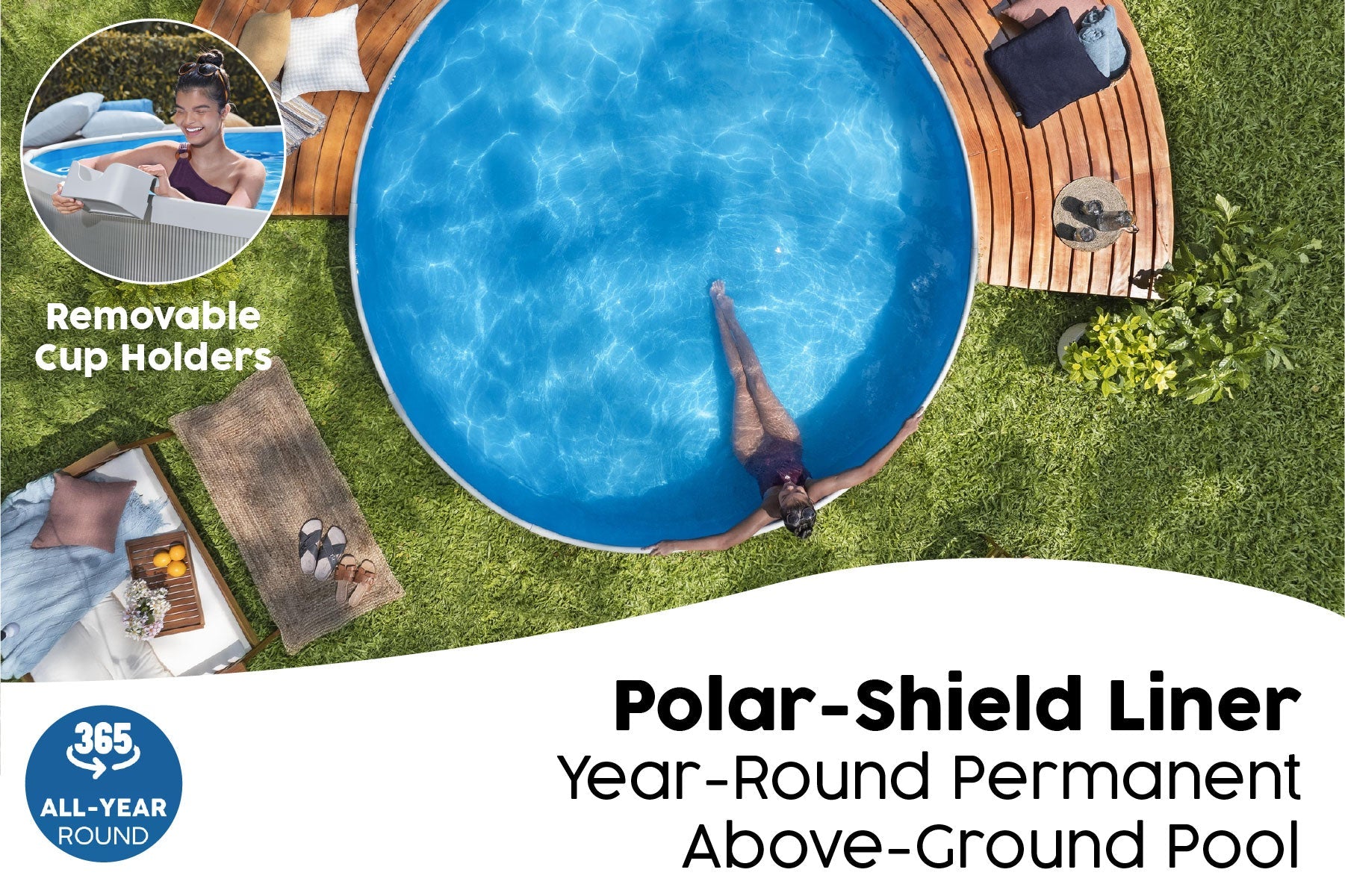 10ft x 24in Grey Round TANX Above Ground Stock Tank Pool Set