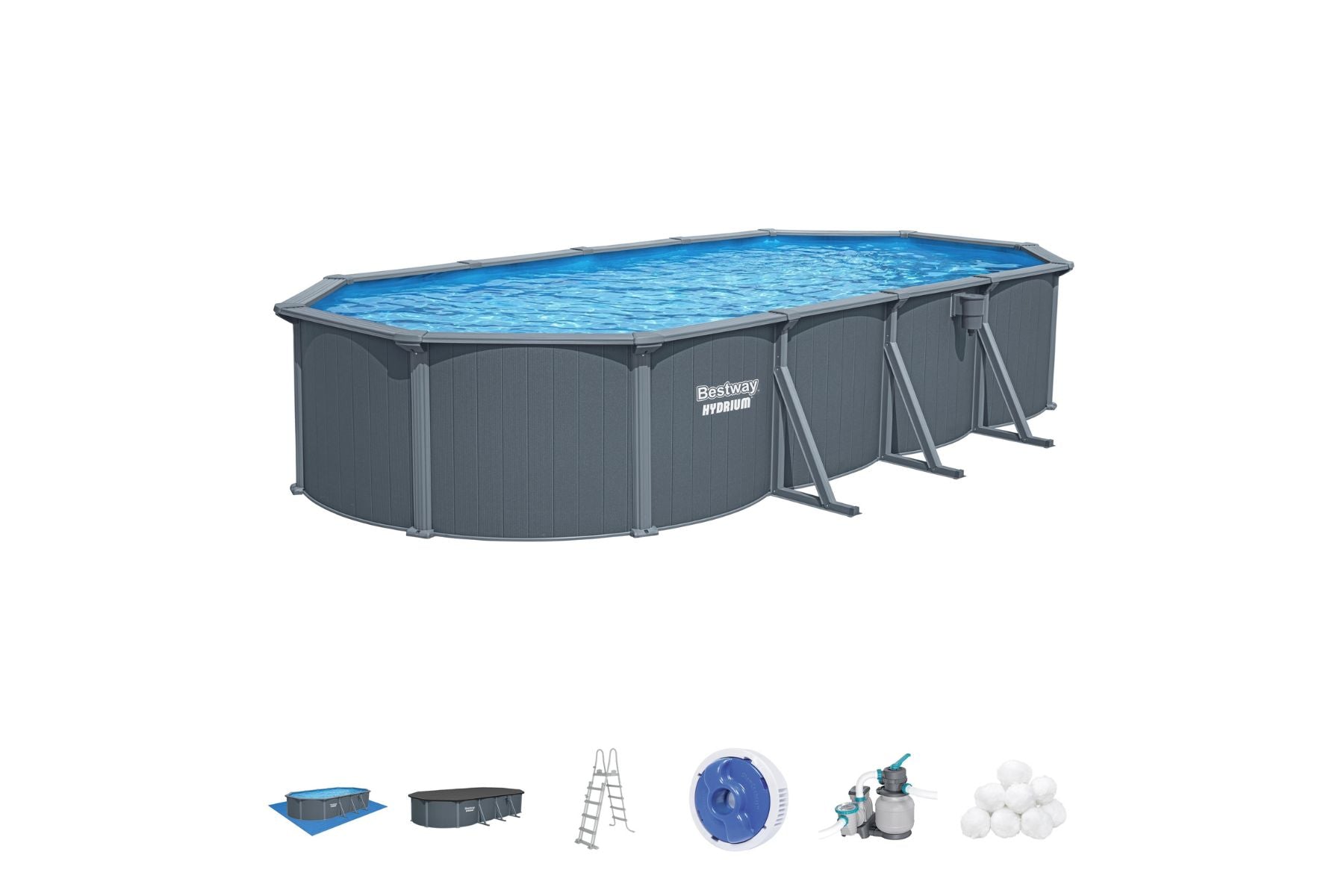 24ft x 52in Oval Hydrium Steel Above Ground Pool Set