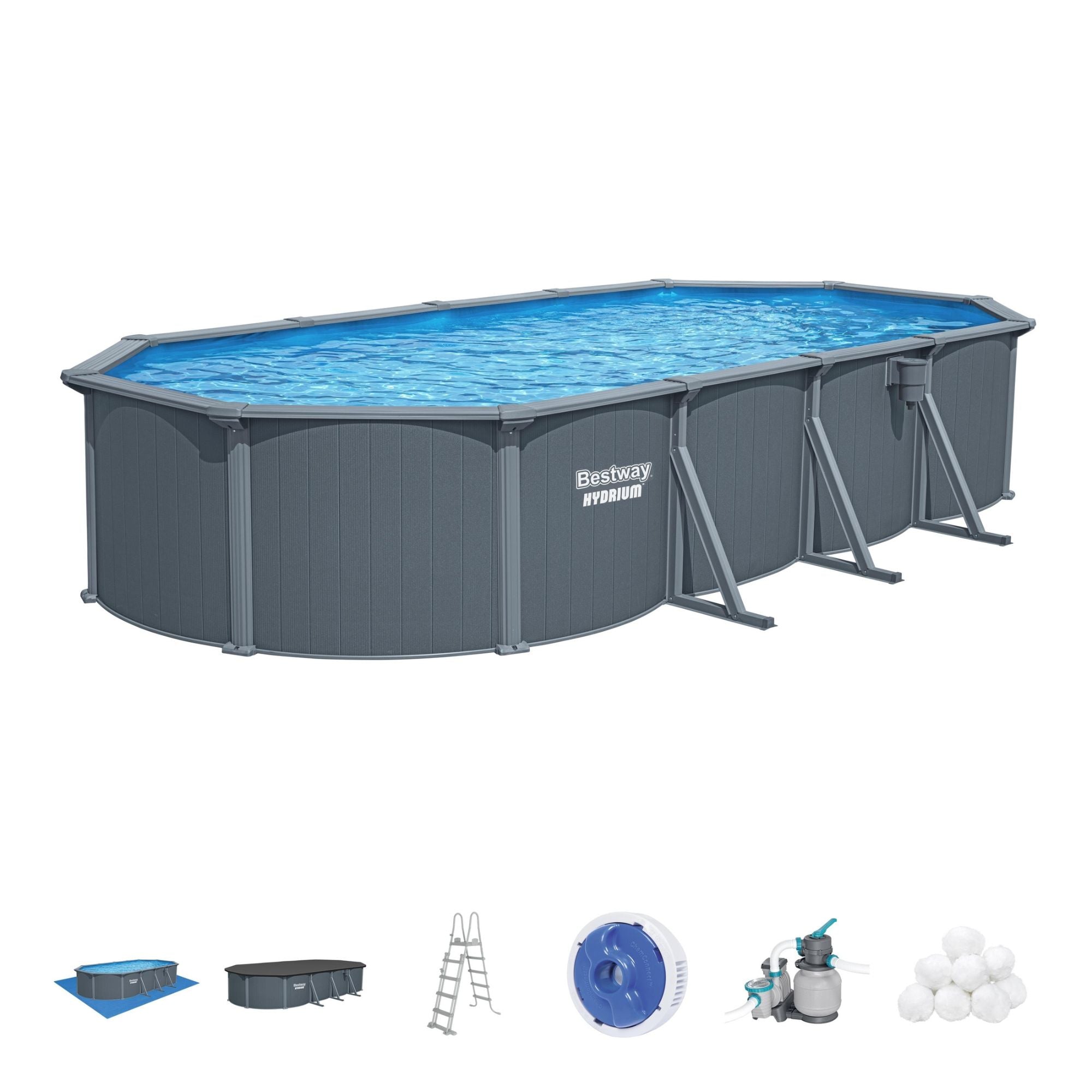 24ft x 52in Oval Hydrium Steel Above Ground Pool Set