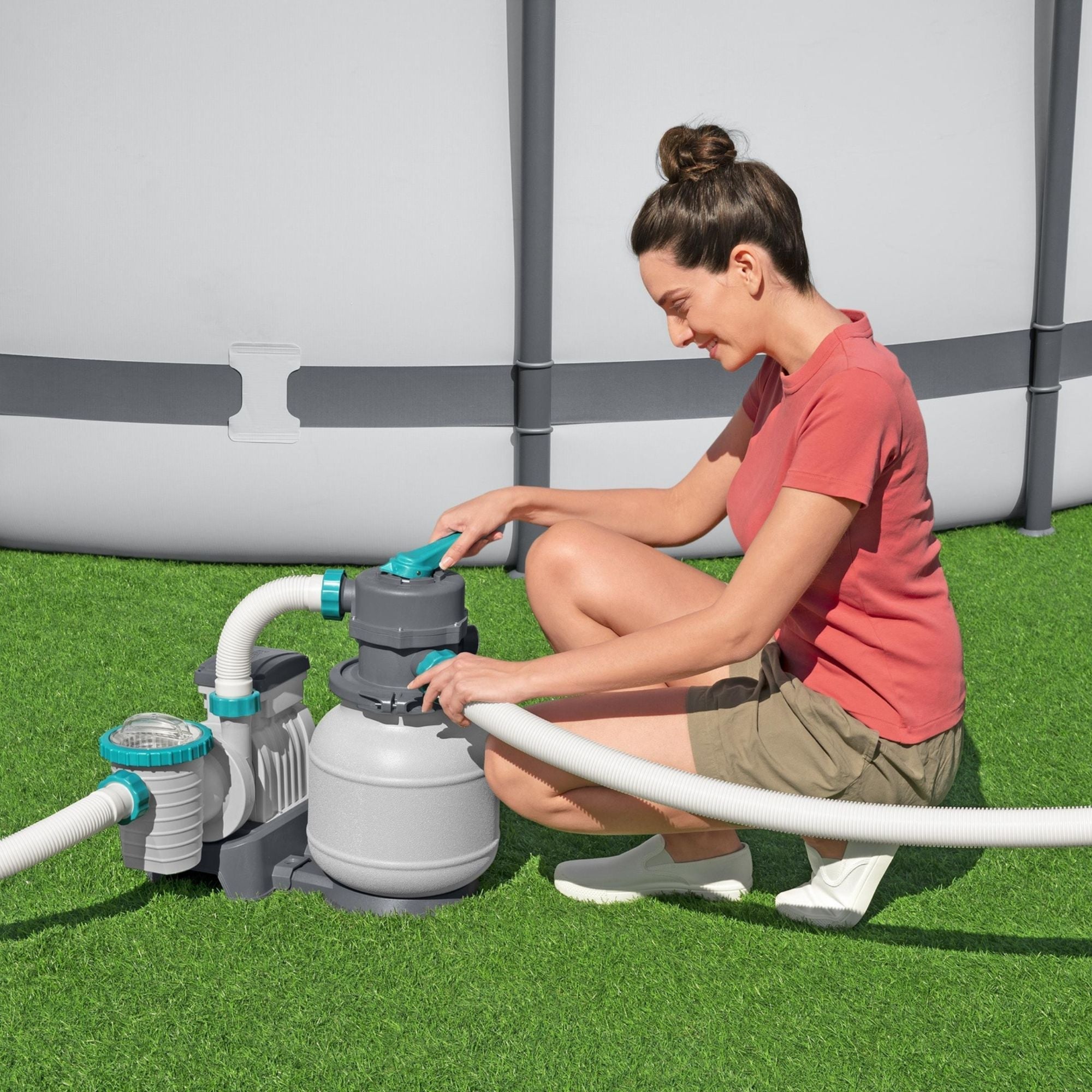 1500gal Pool Sand Filter for Above Ground Pools - Grey