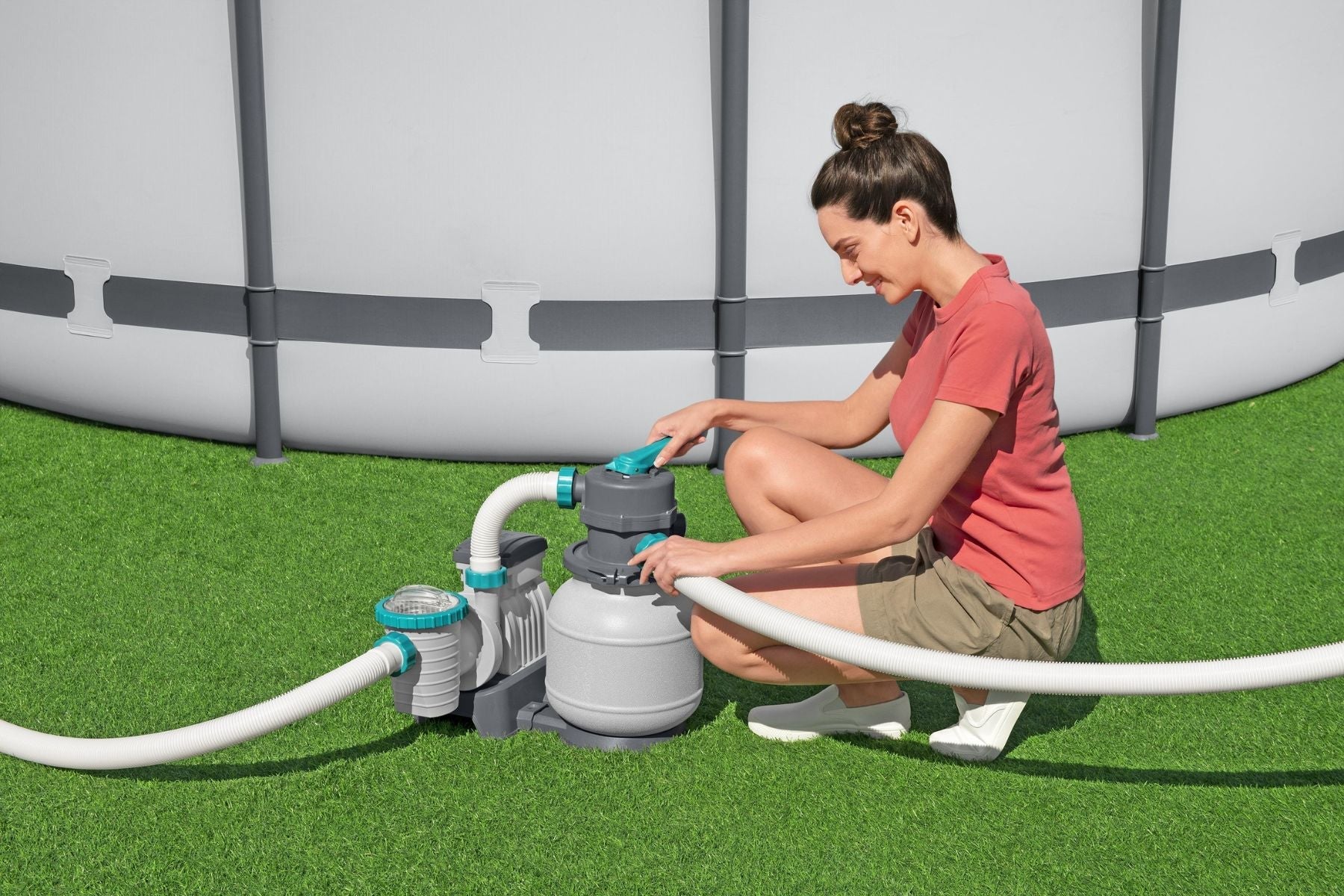 1500gal Pool Sand Filter for Above Ground Pools - Grey