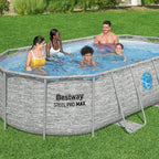 14ft x 39.5in Stone Print Oval Steel Pro MAX Above Ground Pool Set