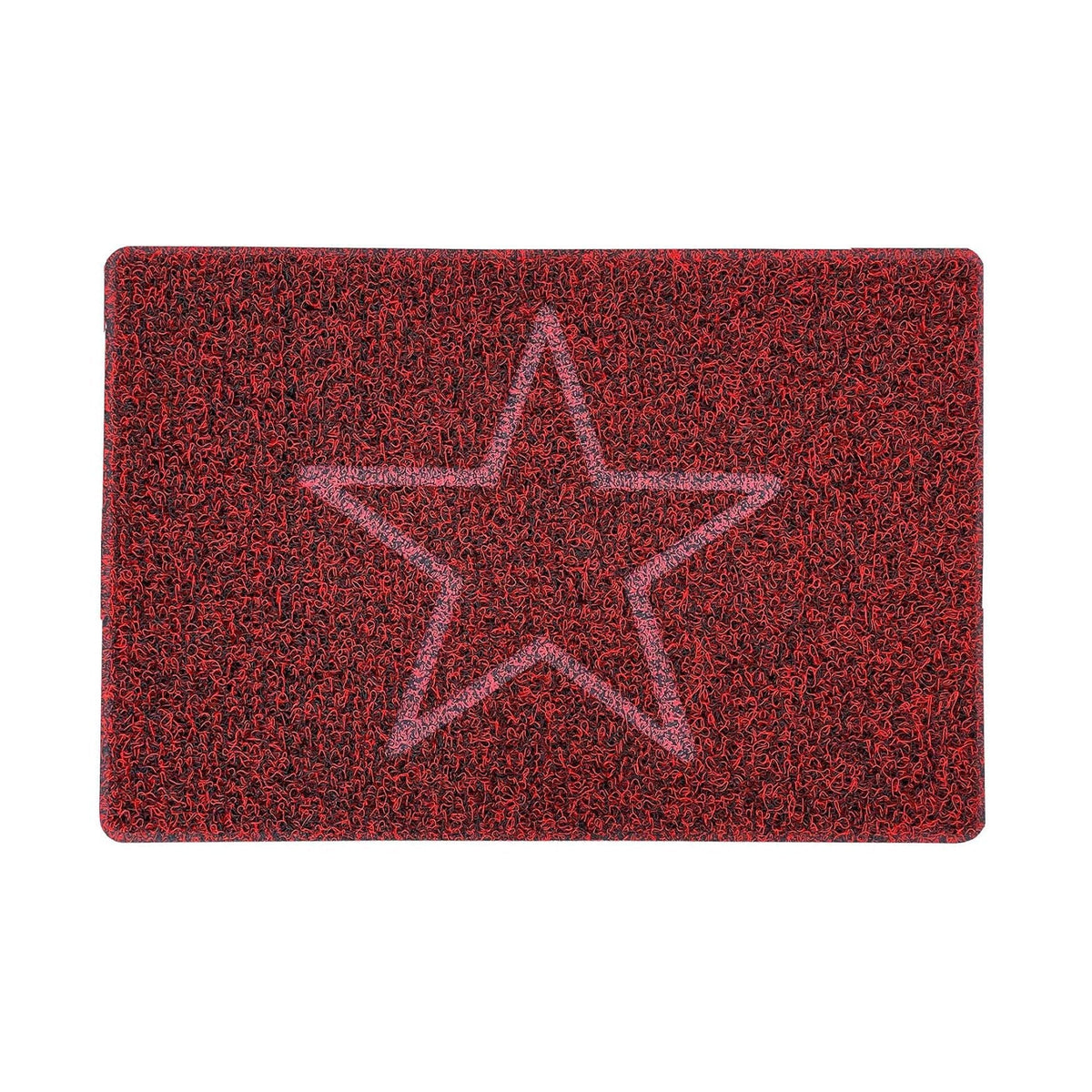 Embossed Star Spaghetti Door Mat - Red & Black