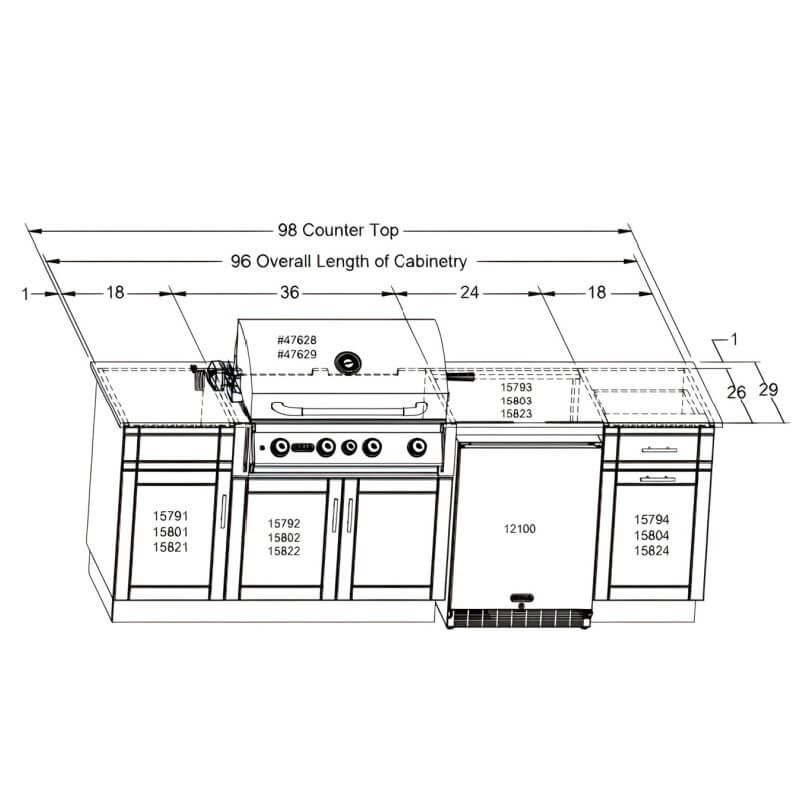 Bull Myrtle Beach 8' DuraBull Outdoor Kitchen Island