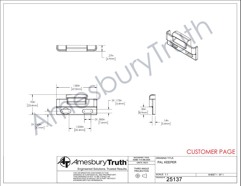 C1010K 25137 Positive Action Lock Face Mount PAL
