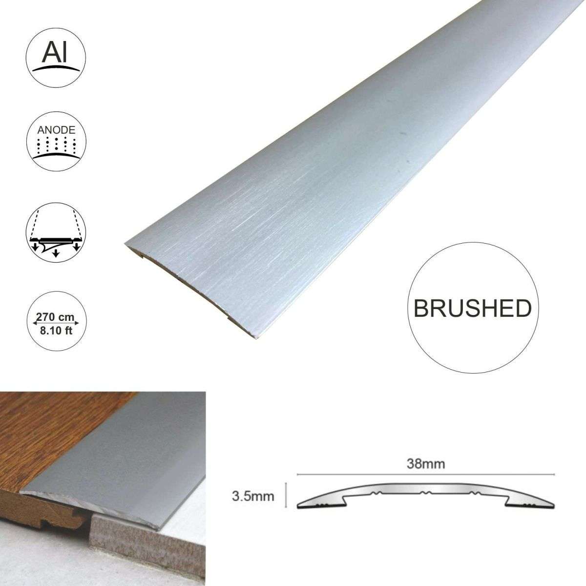 Self-Adhesive 38mm Euro Cover Strip for Vinyl Tile Door Threshold Trim – CAS