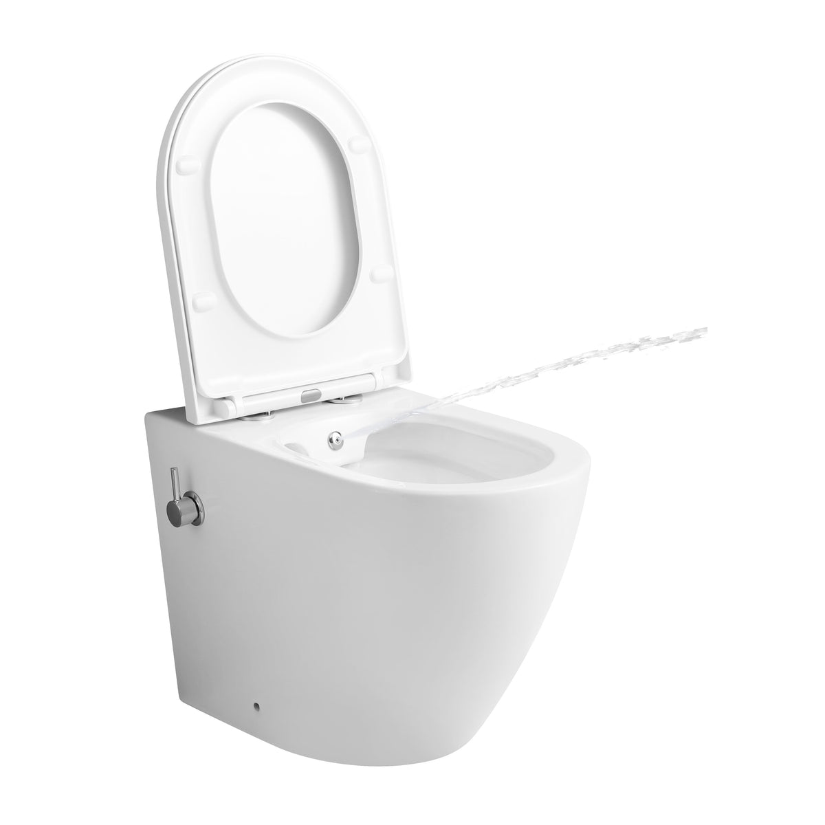 Zenith Built-In Bidet Back To Wall Toilet With Soft Close Seat - White