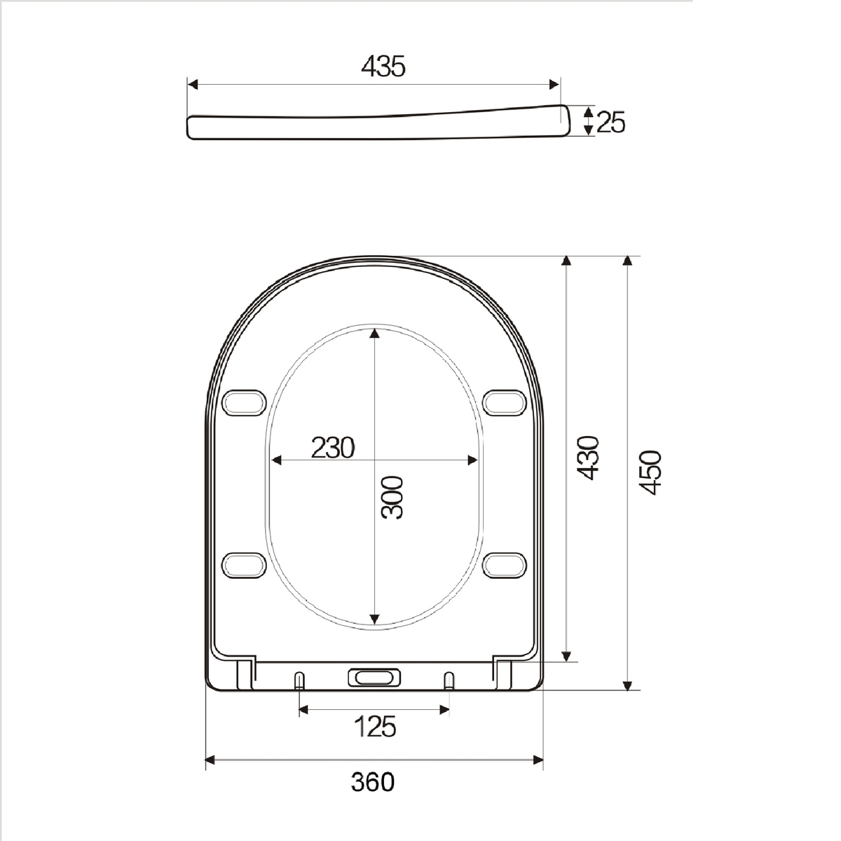 Zenith D Shape UF Soft Close Toilet Seat - White
