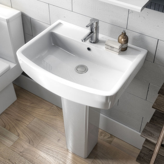 Flow Basin with Pedestal - 1 TH - White